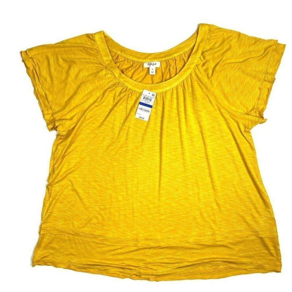 Style & Co Shirt Top XL Golden Yellow Short Sleeve